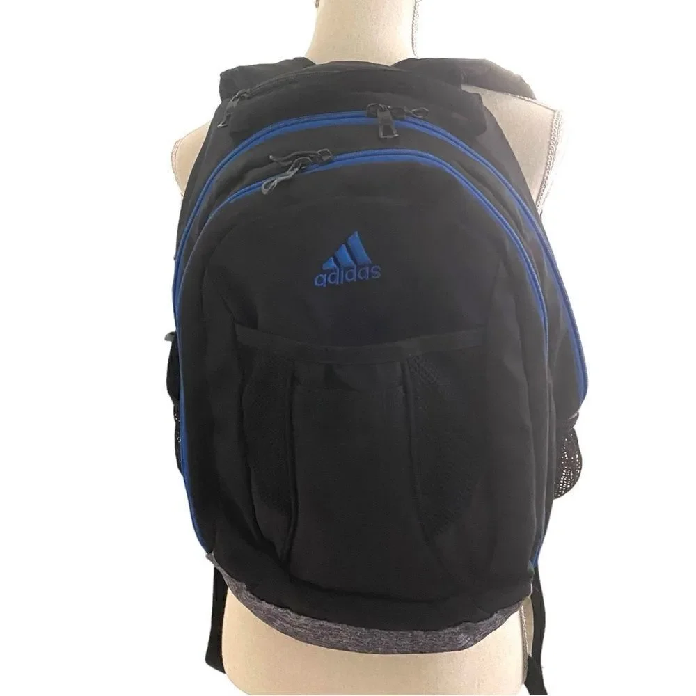 Adidas Atkins Black & Blue Backpack School Bag Gym Bag